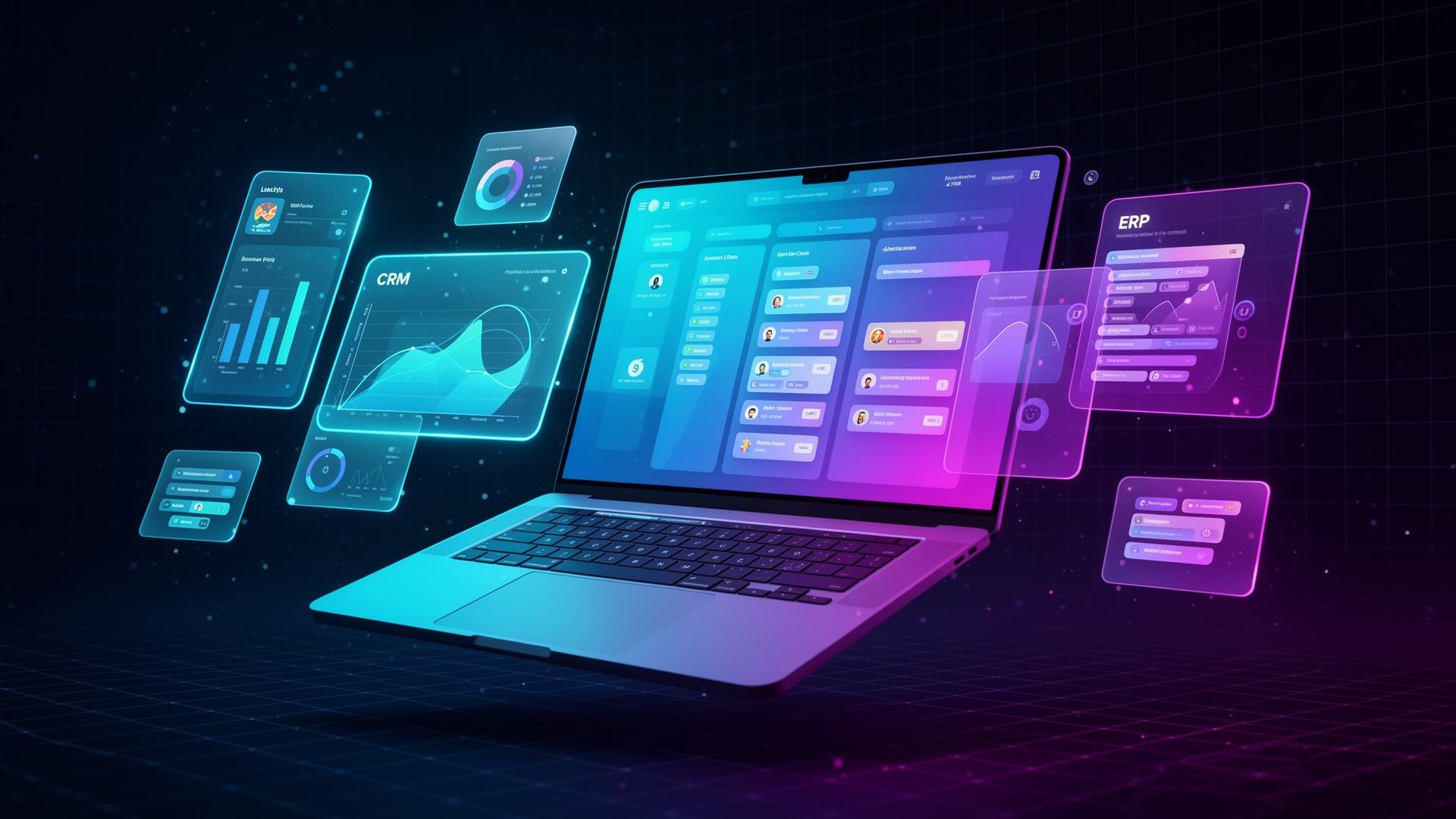 Velorin dashboard with website, CRM and ERP panels